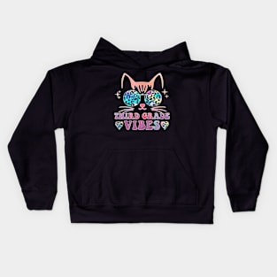 Back To School 3Rd Grade Vibes Leopard Tie Dye Cat Girl Eyes Kids Hoodie